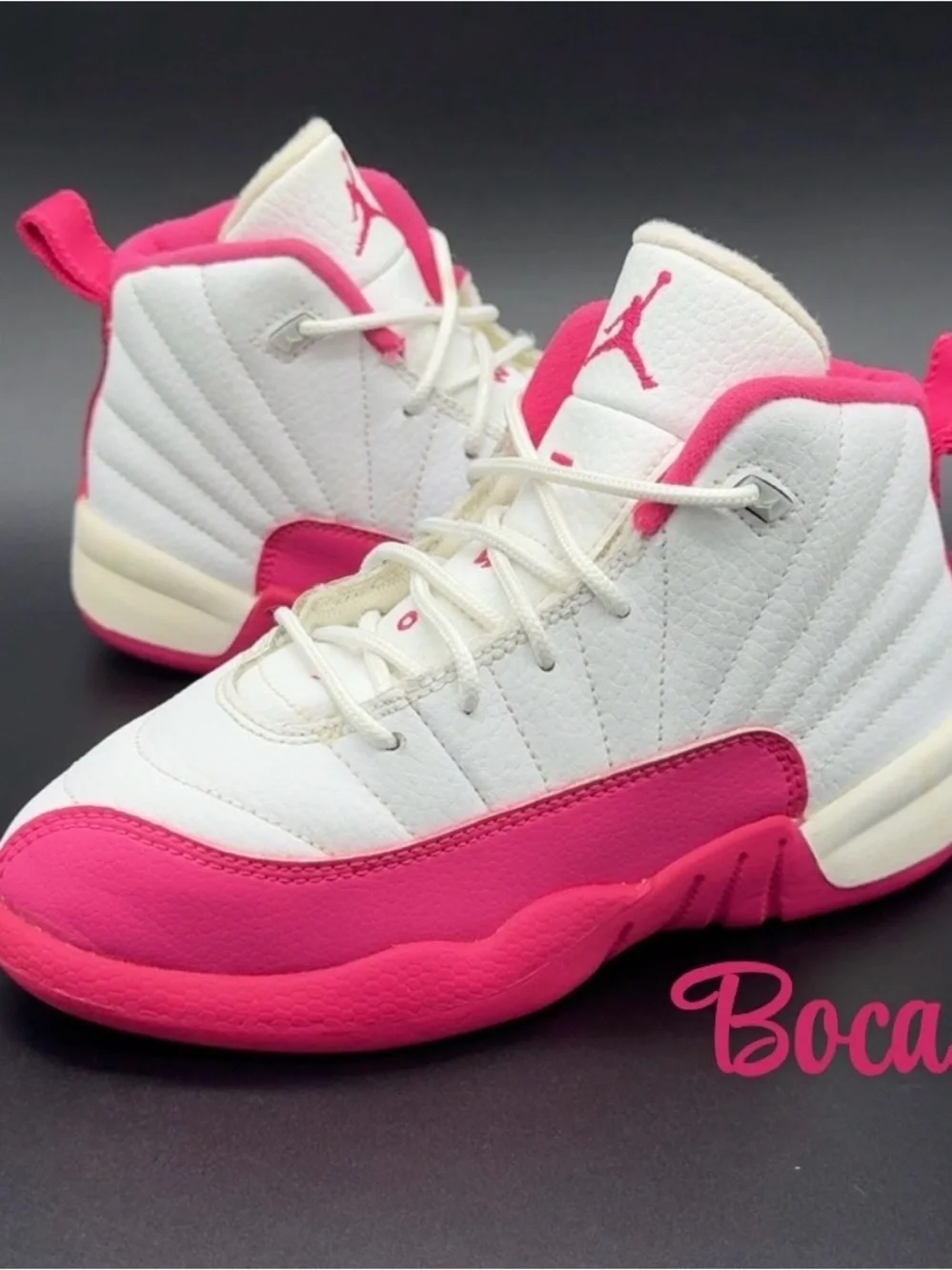 Jordan Kids White and Hot Pink High-Top Sneakers
